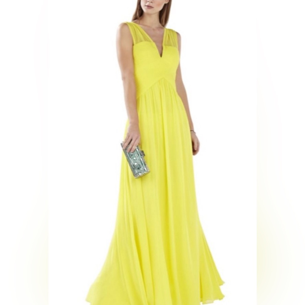 BCBGMAXAZRIA Sleeveless Yellow Gown